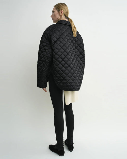 COLLARED QUILTED JACKET / BLACK