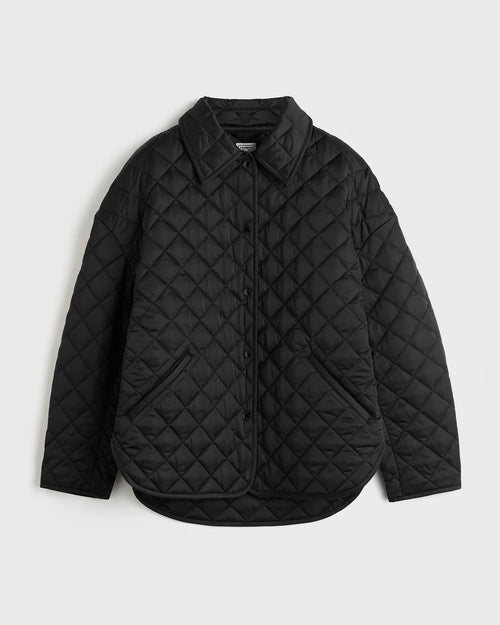 COLLARED QUILTED JACKET / BLACK