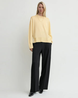 CREW-NECK WOOL SILK KNIT / CHAMPAGNE