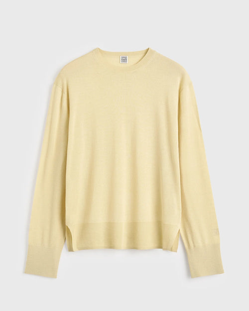 CREW-NECK WOOL SILK KNIT / CHAMPAGNE
