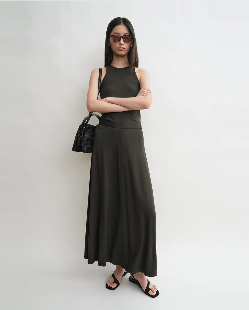 Fluid Jersey Skirt in Soot