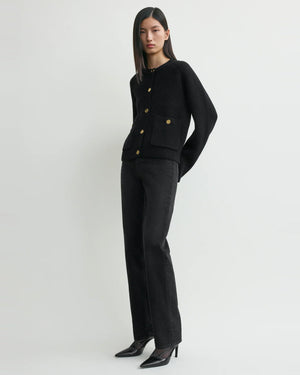 HAMMERED BUTTON CARDIGAN / BLACK