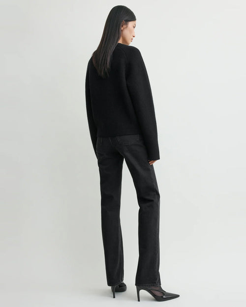 HAMMERED BUTTON CARDIGAN / BLACK