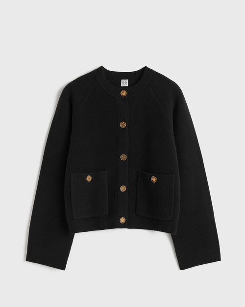 HAMMERED BUTTON CARDIGAN / BLACK