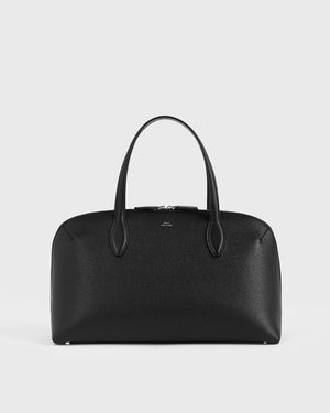 MEDIUM GRAINED-LEATHER DAY TOTE / BLACK