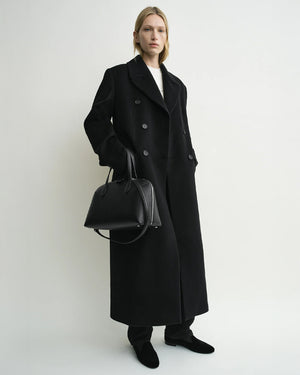 MEDIUM GRAINED-LEATHER DAY TOTE / BLACK