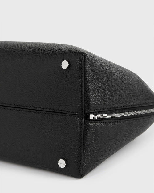 MEDIUM GRAINED-LEATHER DAY TOTE / BLACK