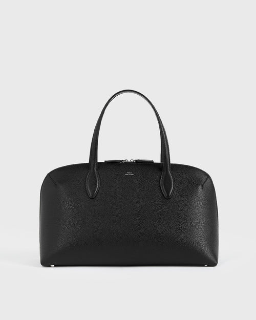 MEDIUM GRAINED-LEATHER DAY TOTE / BLACK
