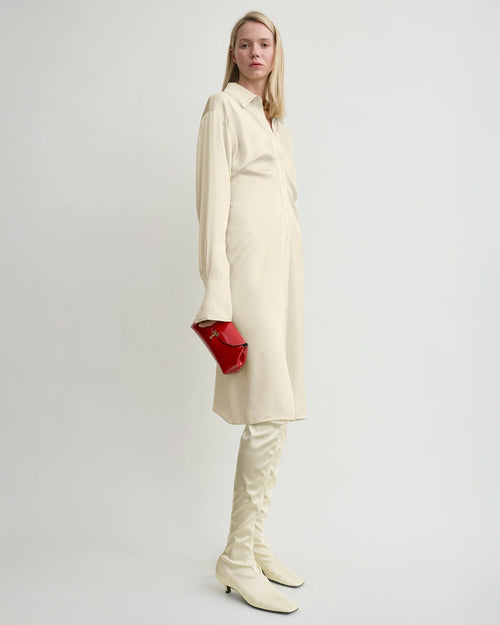 MINI T-LOCK LEATHER CLUTCH / RED