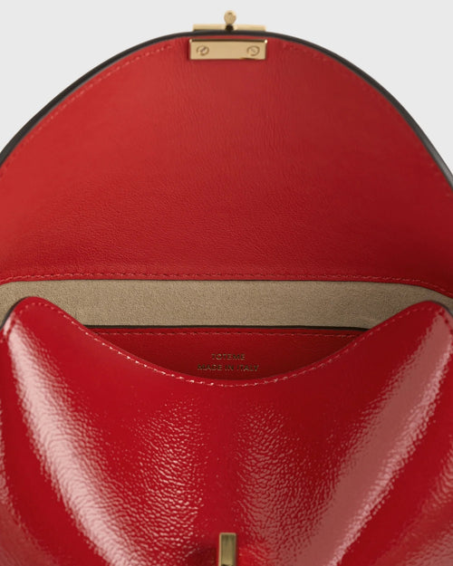 MINI T-LOCK LEATHER CLUTCH / RED