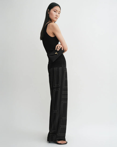 MONOGRAM SILK PJ BOTTOMS / BLACK