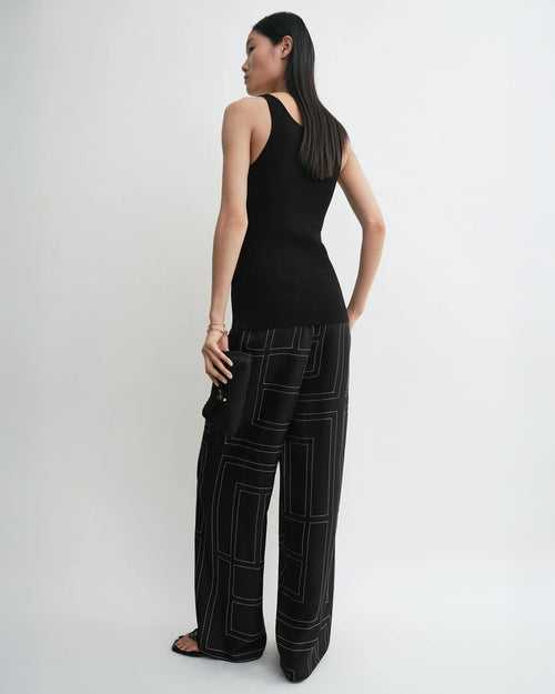 MONOGRAM SILK PJ BOTTOMS / BLACK