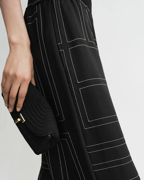 MONOGRAM SILK PJ BOTTOMS / BLACK