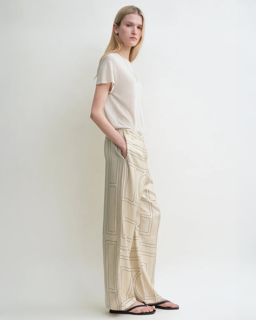MONOGRAM SILK PJ BOTTOMS / IVORY