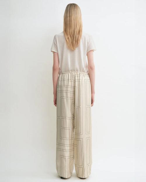 MONOGRAM SILK PJ BOTTOMS / IVORY