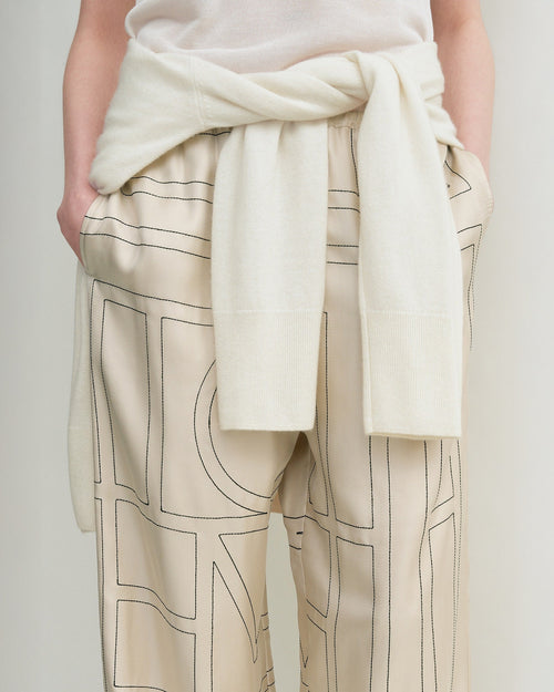 MONOGRAM SILK PJ BOTTOMS / IVORY