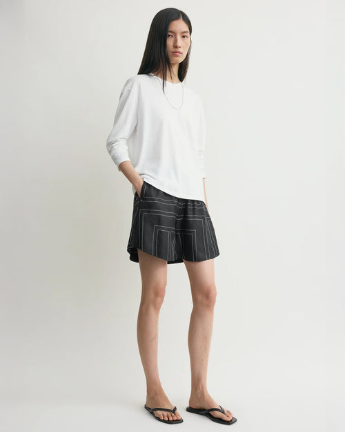 MONOGRAM SILK PJ SHORTS / BLACK