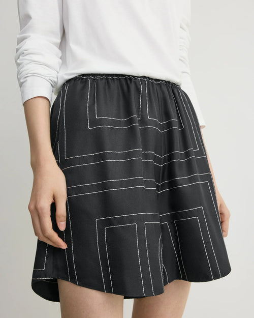 MONOGRAM SILK PJ SHORTS / BLACK