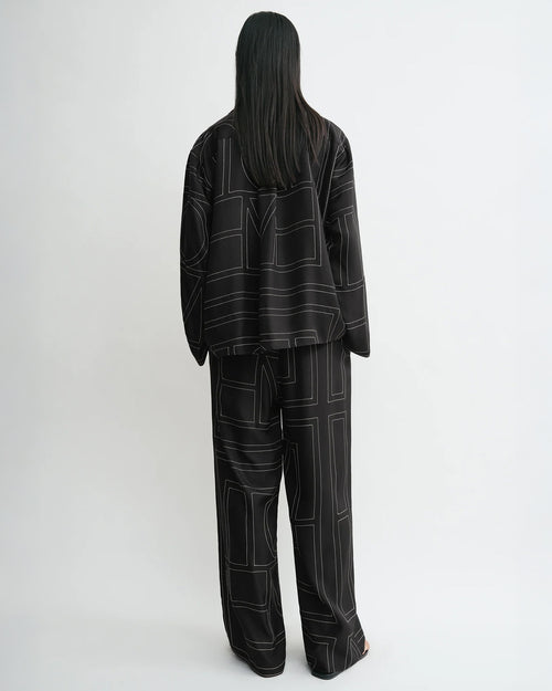 MONOGRAM SILK PJ TOP / BLACK