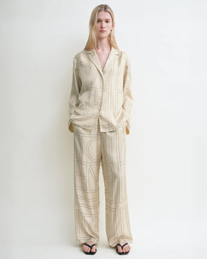 MONOGRAM SILK PJ TOP / IVORY
