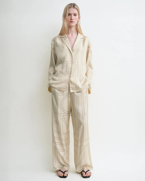 MONOGRAM SILK PJ TOP / IVORY