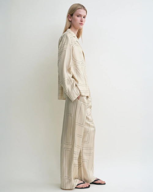 MONOGRAM SILK PJ TOP / IVORY
