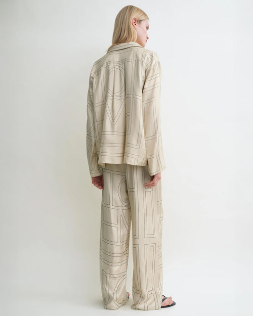 MONOGRAM SILK PJ TOP / IVORY