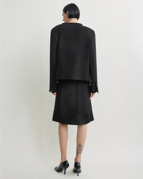 OPEN-FRONT BOUCLÉ BLAZER / BLACK