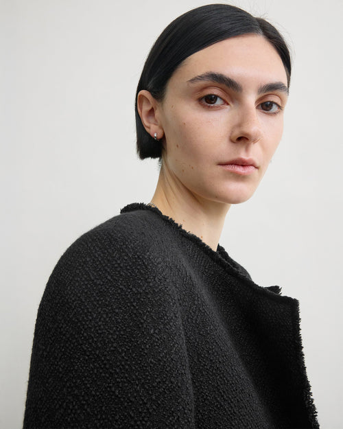 OPEN-FRONT BOUCLÉ BLAZER / BLACK