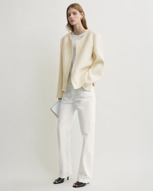 OPEN-FRONT BOUCLÉ BLAZER / ECRU