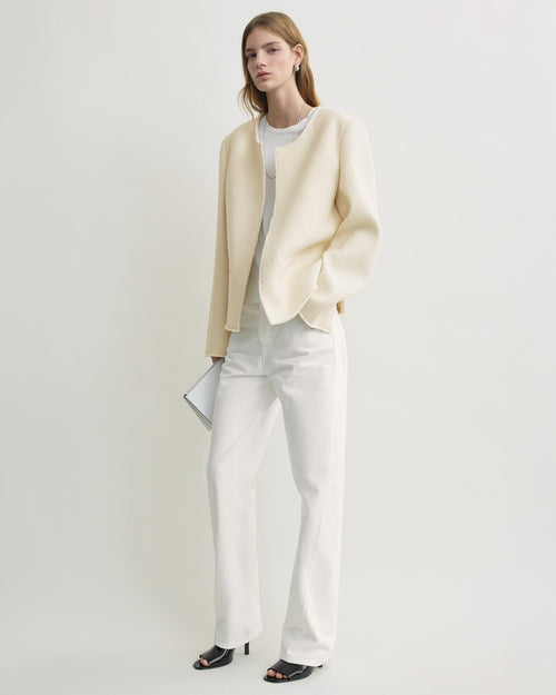 OPEN-FRONT BOUCLÉ BLAZER / ECRU