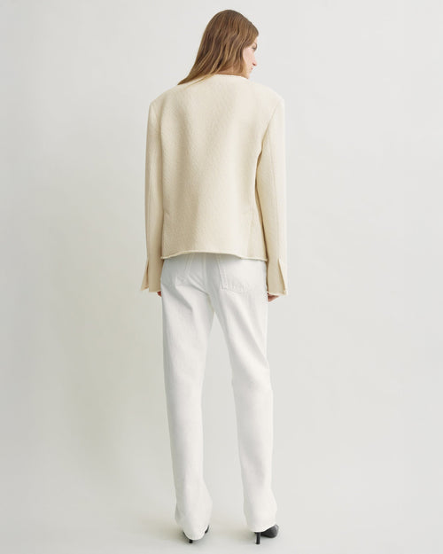 OPEN-FRONT BOUCLÉ BLAZER / ECRU