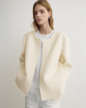 OPEN-FRONT BOUCLÉ BLAZER / ECRU