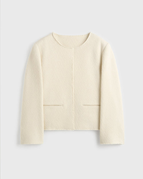 OPEN-FRONT BOUCLÉ BLAZER / ECRU