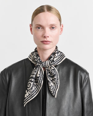 PAISLEY HANKIE SCARF / BLACK/WHITE