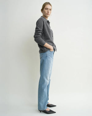 RAGLAN-SLEEVE CASHMERE SHIRT / DARK GREY MELANGE