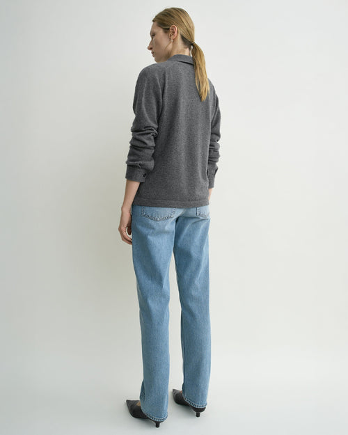 RAGLAN-SLEEVE CASHMERE SHIRT / DARK GREY MELANGE