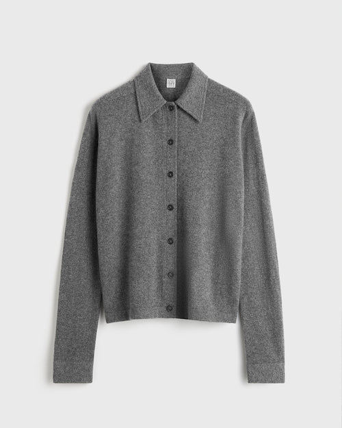 RAGLAN-SLEEVE CASHMERE SHIRT / DARK GREY MELANGE