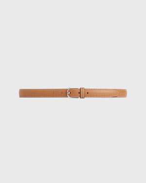 SLIM GRAINED-LEATHER BELT / TAN