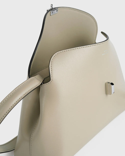 T-LOCK LEATHER CLUTCH / FAWN