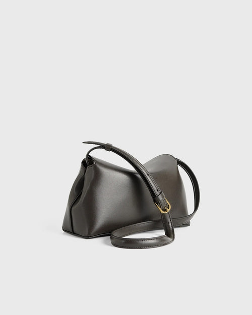 T-LOCK LEATHER CLUTCH / BARK