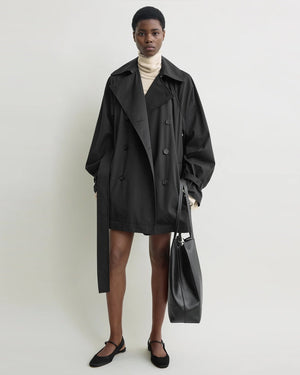 WASHED COTTON TRENCH / WASHED BLACK
