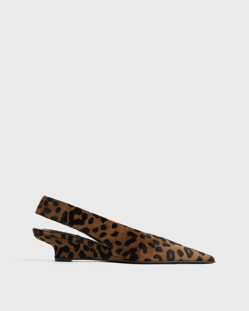WEDGE HEEL PONY HAIR SLINGBACKS / LEOPARD