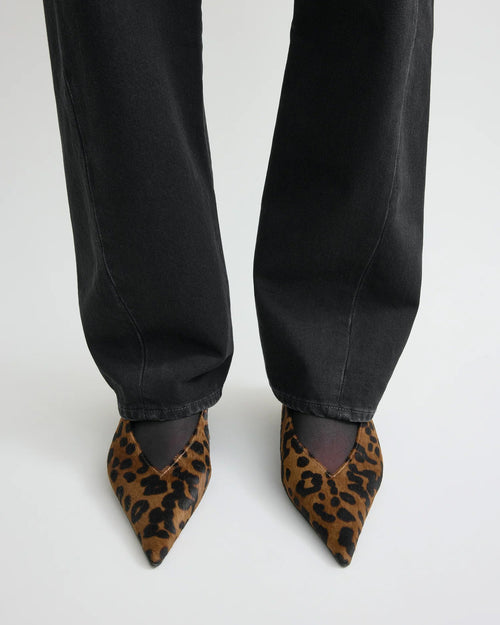 WEDGE HEEL PONY HAIR SLINGBACKS / LEOPARD