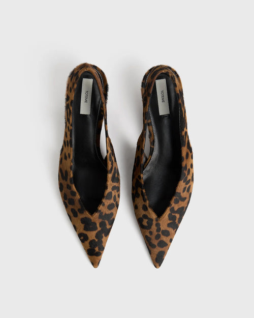 WEDGE HEEL PONY HAIR SLINGBACKS / LEOPARD