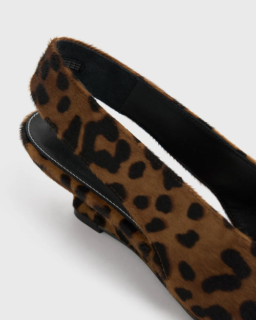 WEDGE HEEL PONY HAIR SLINGBACKS / LEOPARD