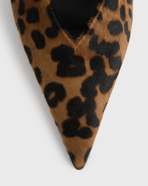 WEDGE HEEL PONY HAIR SLINGBACKS / LEOPARD