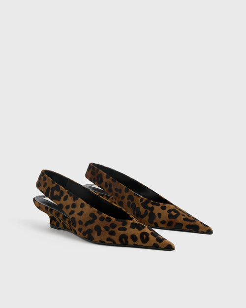WEDGE HEEL PONY HAIR SLINGBACKS / LEOPARD