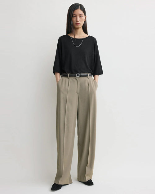 WIDE FLUID TROUSERS / TAUPE