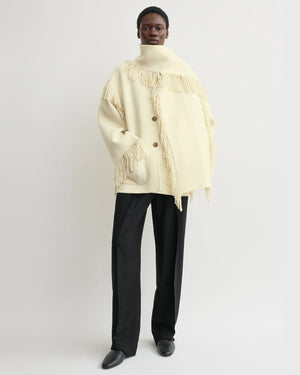 FRINGED SCARF JACKET / WINTER WHITE